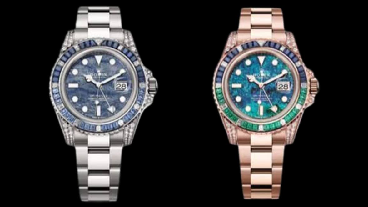 Yacht Master 40 Carnelian, Day-Date 40 Gold Leaf Motiv, GMT II White Gold Quartz & GMT II Chrysocolla