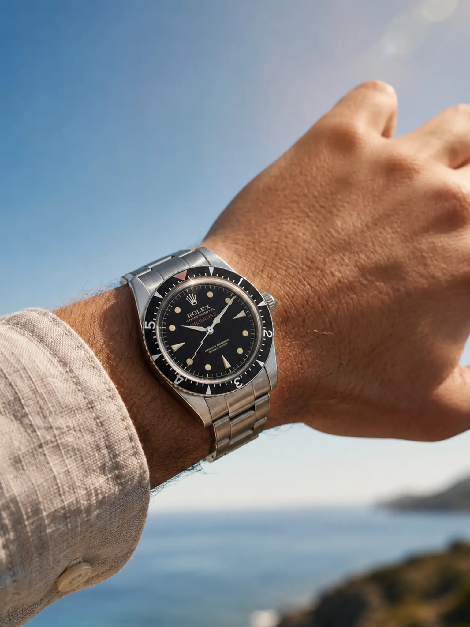 Vintage Rolex Milgauss 6541 (mass production model with curvy second hand) and 6543 (rare straight second hand) anti-magnetic watch