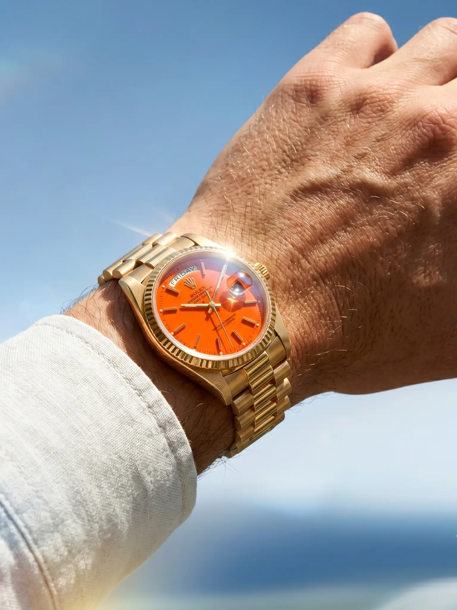 Rolex Day-Date 1803 with coral Stella lacquer dial